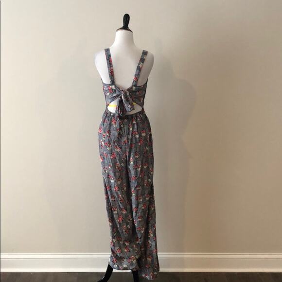 Floral Plaid Jumpsuit Tie Back - Picture 7 of 9